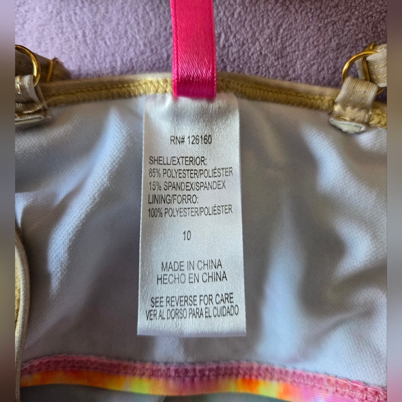 Betsey Johnson Girls Multicolor Tie-Dye Bikini with Gold Accents Size 10 - Picture 4 of 8